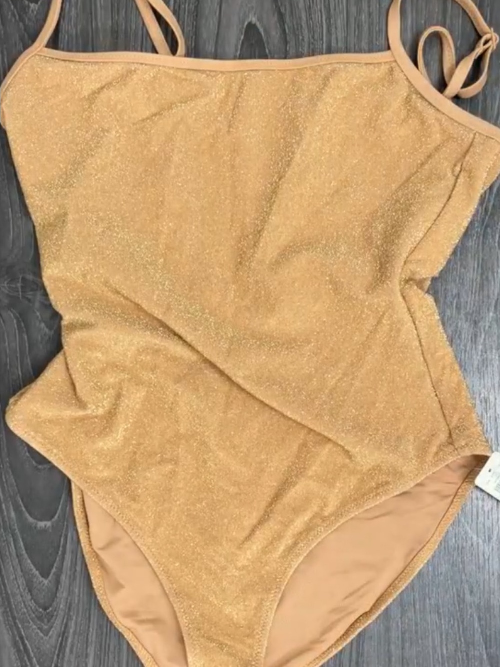 aerie Shimmery Gold-Tan One-Piece Swimsuit